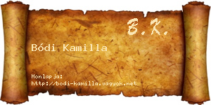 Bódi Kamilla névjegykártya
